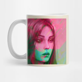 ICE CREAM Sweet Pink and Green Portrait Glitch Art Mug